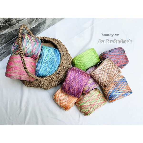SALE BỎ MẪU - Sợi Fingering loang - Sợi cotton bóng chuyển màu dùng đan móc áo mùa hè.