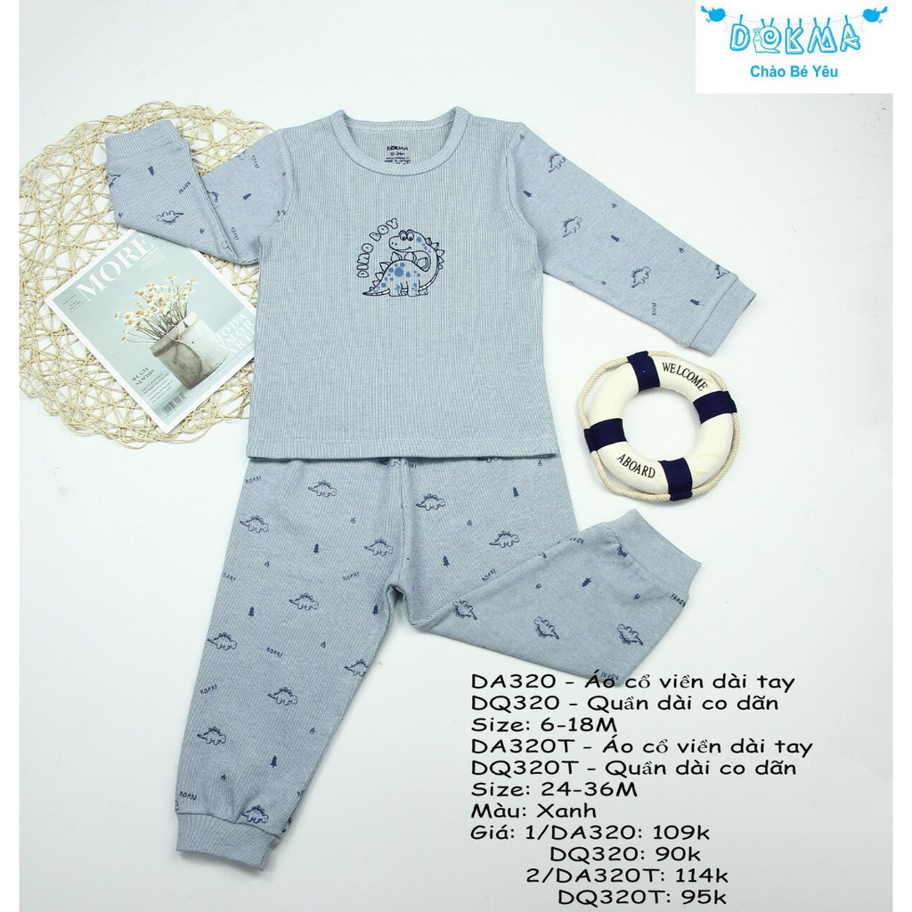 Dokma - Bộ cổ viên cotton len co dãn 6-36m DA320