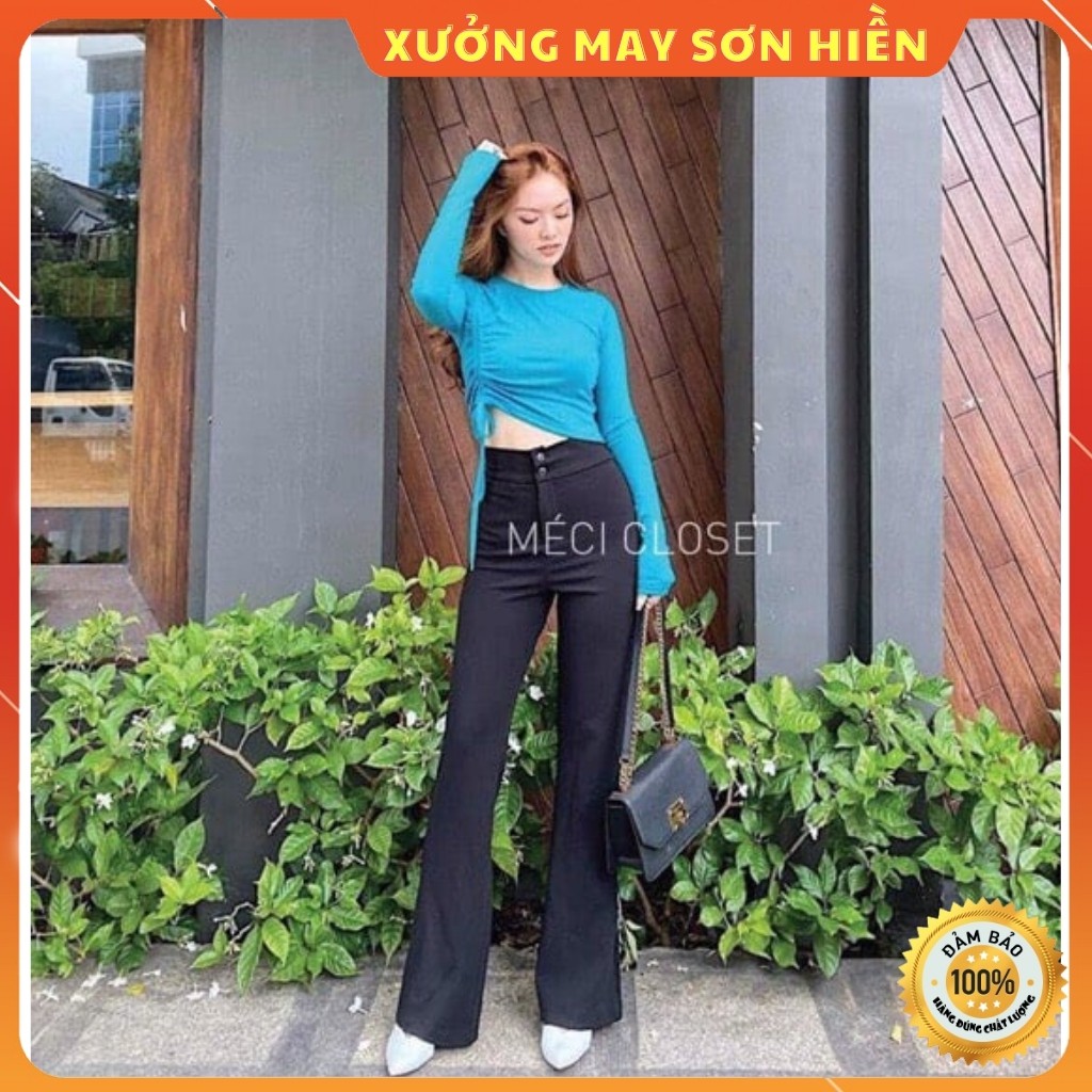 Quần Loe Cạp Cao 2 Cúc Xưởng May Sơn Hiền MS1234