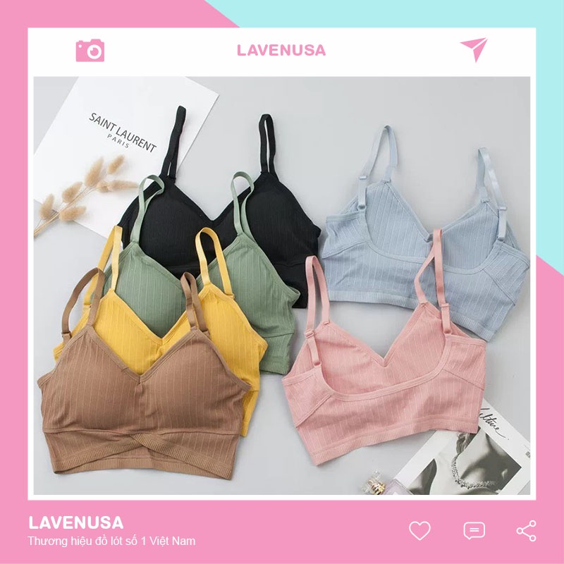 Áo lót nữ cotton hở lưng chữ u đệm mỏng cao cấp freesize 40-55kg LAVENUSA AL50