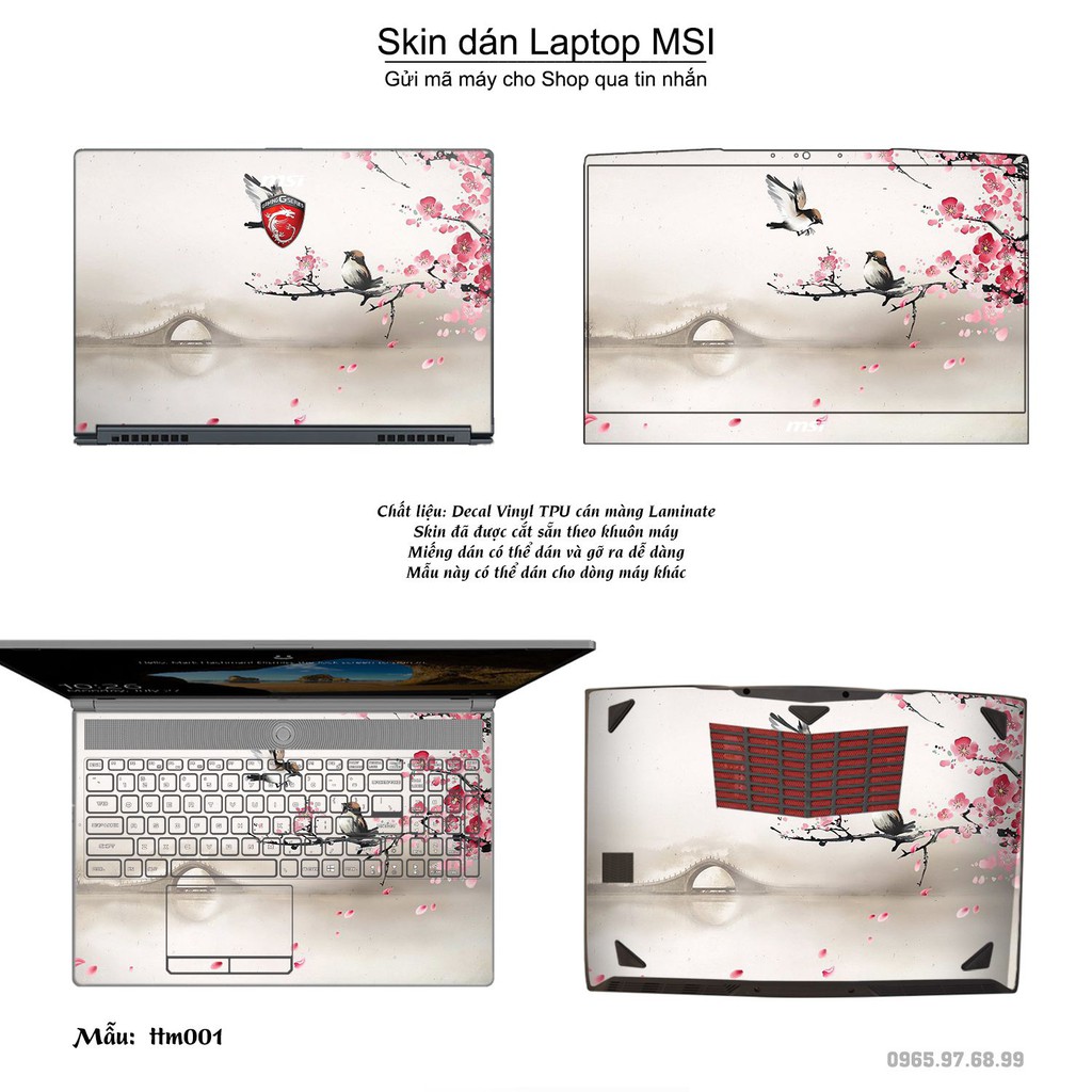 Skin dán Laptop MSI in hình Tranh thủy mặc (inbox mã máy cho Shop)