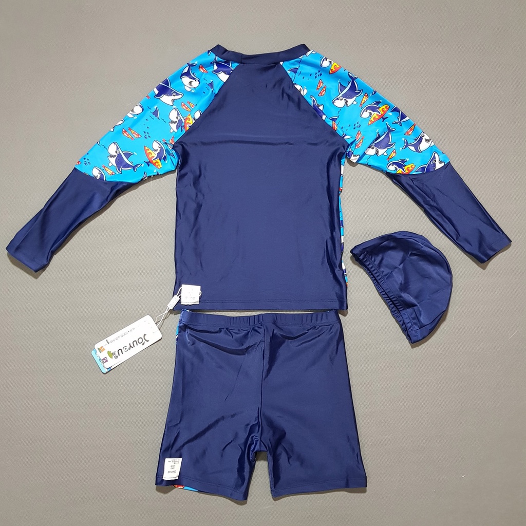 Bộ đồ bơi áo tay dài quần lửng chống nắng in cá heo dễ thương cho bé trai