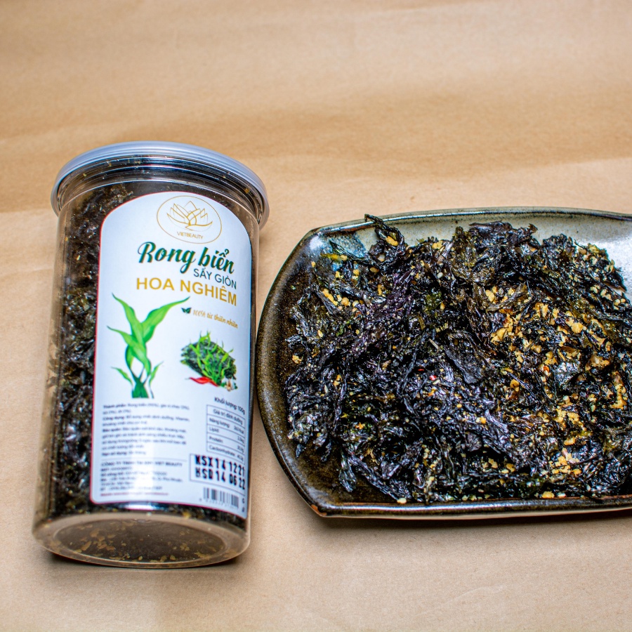 Rong biển sấy tỏi - Giòn thơm ngon ăn liền Hoa Nghiêm - Chính hãng - Hũ 100gram - HSD 6 tháng (date luôn mới)- STHP | BigBuy360 - bigbuy360.vn