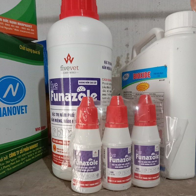 Funazole nấm chân lông, 100ml, 1l toàn thân, nấm da, nấm phổi ăn rất ngon bổ dưỡng cho gà chọi đá thỏ chó mèo thú uống