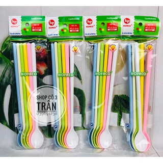 Muỗng khuấy sinh tố HPB114 HOFACO 6 cái/ sét - Muỗng khuấy trang trí đồ uống nhựa cao cấp nhựa Hồng Phát