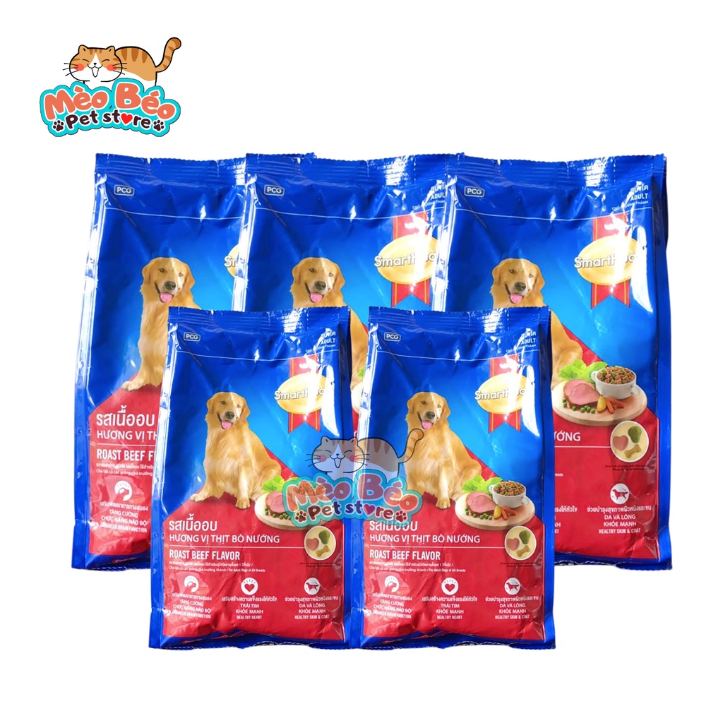 Thức ăn hạt cho chó lớn SMART HEART ADULT vị thịt bò - Túi 400g