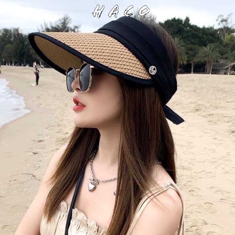 Mũ lưỡi trai nữ nón cói hở chóp nửa đầu mềm đẹp gấp gọn tiện lợi