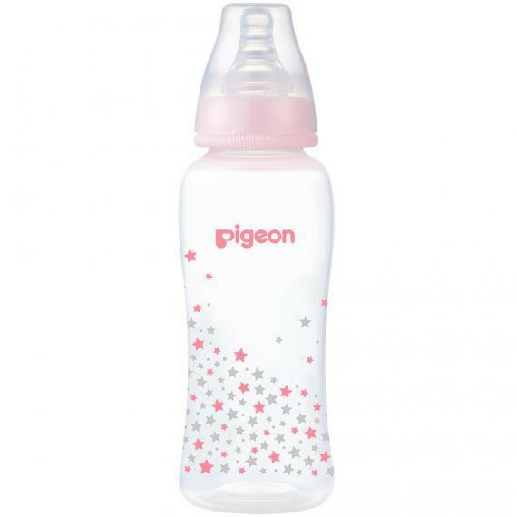 Bình sữa cổ hẹp Pigeon PP Streamline hình ngôi sao hồng/ xanh 250ml