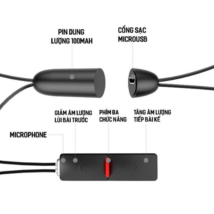 Tai nghe Bluetooth Remax RB-S8 / Remax S8 choàng cổ kiêm remote bluetooth chụp hình