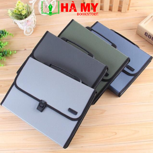 Cặp tài liệu 12 ngăn Deli 5556 (Cặp quai sách sần 5556) - Hàng chính hãng Deli