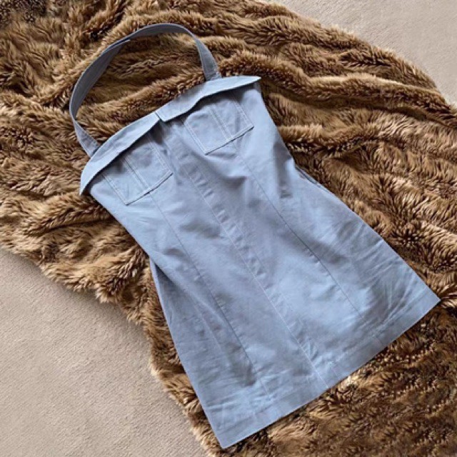JANE'S Đầm yếm ôm body xanh trời tôn dáng MẪU MỚI HÀNG QUẢNG CHÂU  J0112 ẢNH FEELBACK THẬT CUỐI