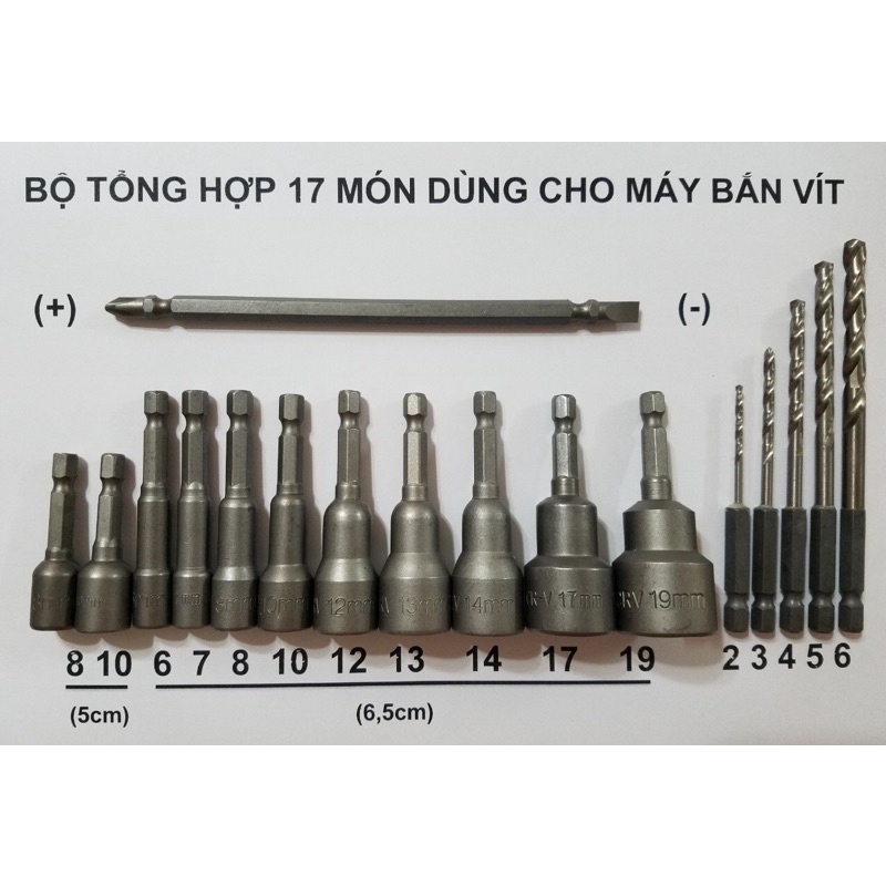 Bộ 15 mũi khoan, vặn vít ốc