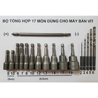 Bộ 15 mũi khoan, vặn vít ốc