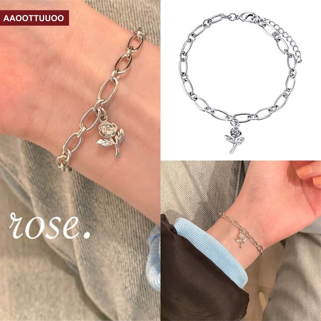 Vòng Tay Bạc Thiết Kế Hình Hoa Hồng Thời Trang