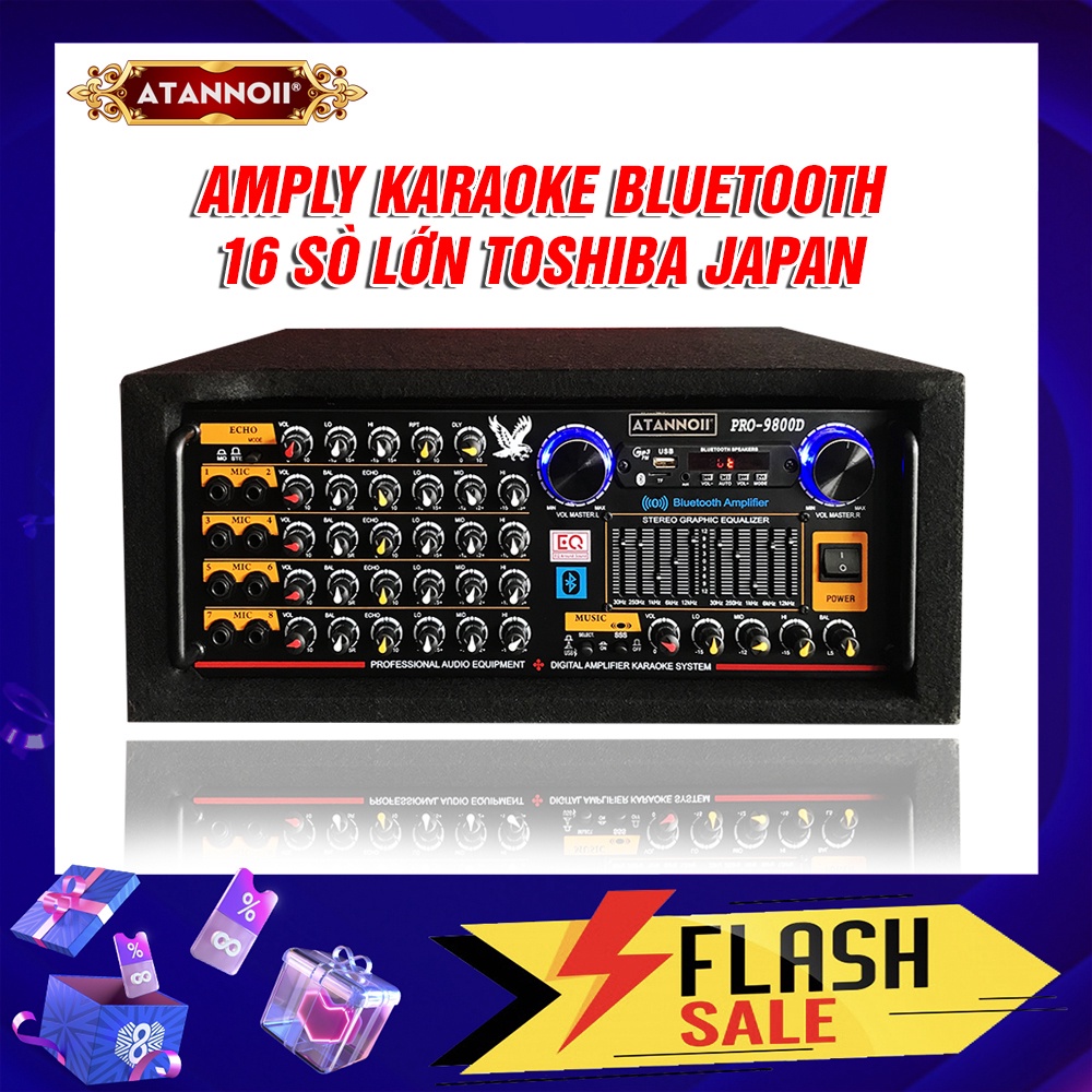 GIÁ TỐT Ampli karaoke 16 sò Lớn, Amply Bluetooth nghe nhạc ATANNOII PRO - 9800D Tích Hợp Equalizer