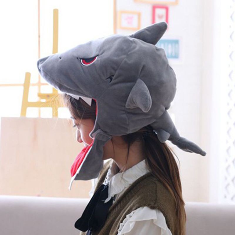 Mũ Trùm Đầu Hình Cá Mập Nhồi Bông Phong Cách Nhật Bản Dễ Thương Dùng Hóa Trang Cho Người Lớn Và Trẻ Em