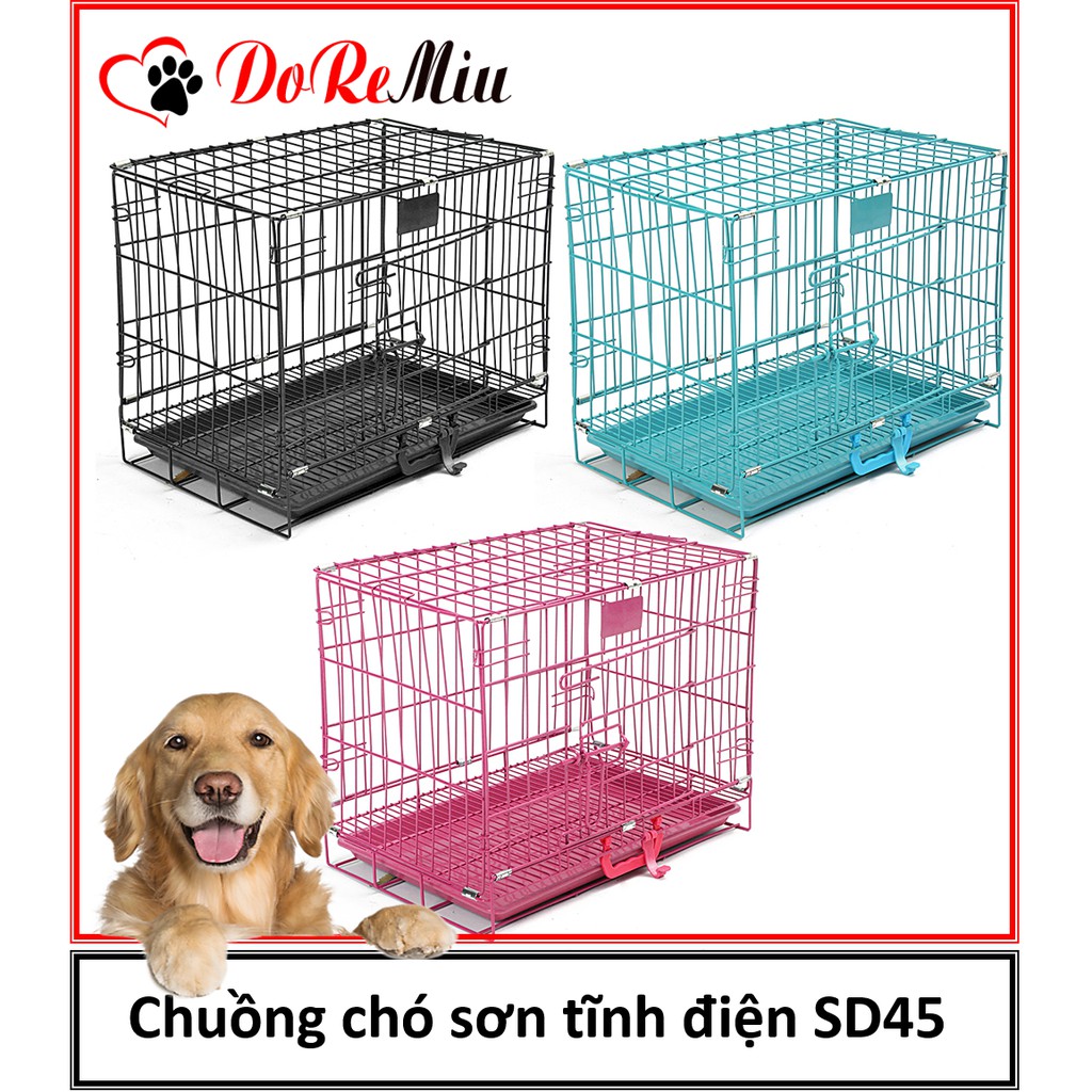 Doremiu SD45 Nan Dày- Chuồng chó mèo sơn tĩnh điện phù hợp chó và mèo từ 0-4kg (được chọn màu) bảo hành 6 tháng