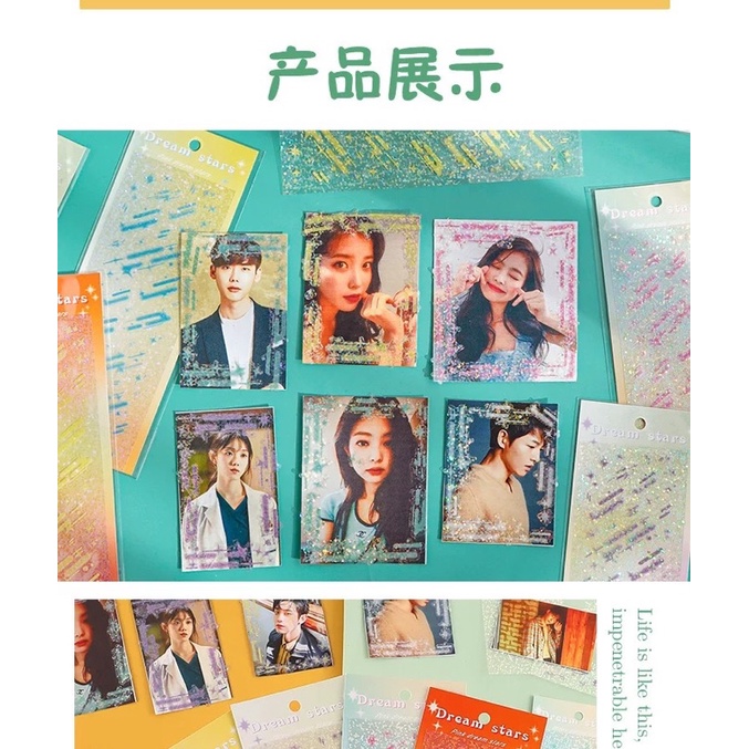 Sticker Hình dán sao băng lấp lánh trang trí Toploader