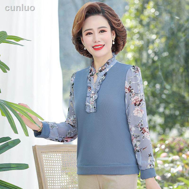 Áo Chiffon Tay Dài Dáng Rộng Thời Trang Mùa Xuân Dành Cho Phụ Nữ Trung Niên 2021 40-50 Tuổi