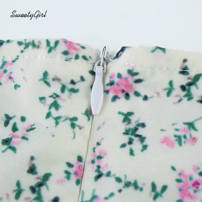 Đầm Ôm Tay Ngắn Phồng Cổ Chữ V In Họa Tiết Hoa Thời Trang Dành Cho Nữ