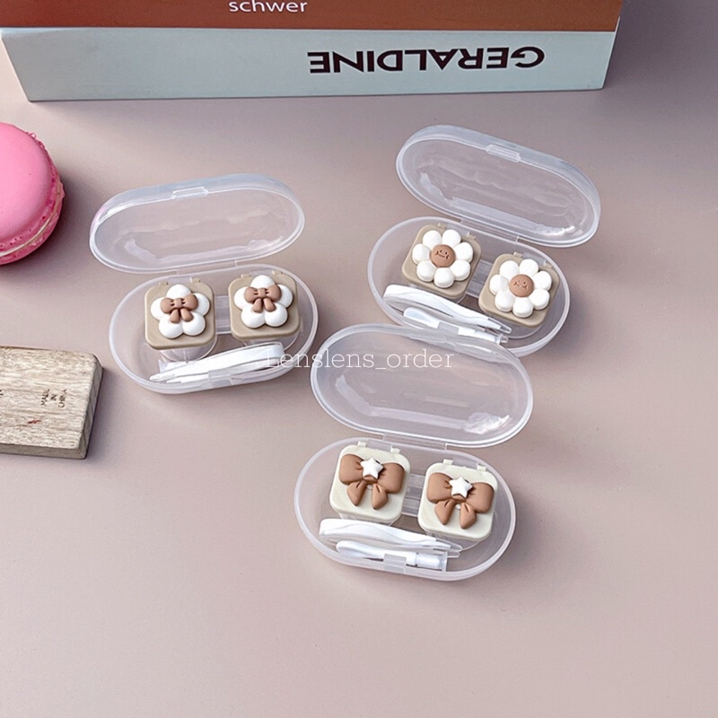 Khay Dụng Cụ Lens Hộp Đựng Kính Áp Tròng Hoa Nơ Nhẹ Nhàng Cute