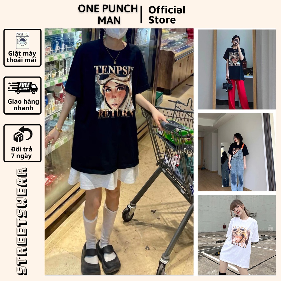 Áo thun tay lỡ OnePuchMan unisex form rộng CÔ GÁI TENPSEN RETURN phong cách hàn quốc phù hợp nam nữ, cặp đôi