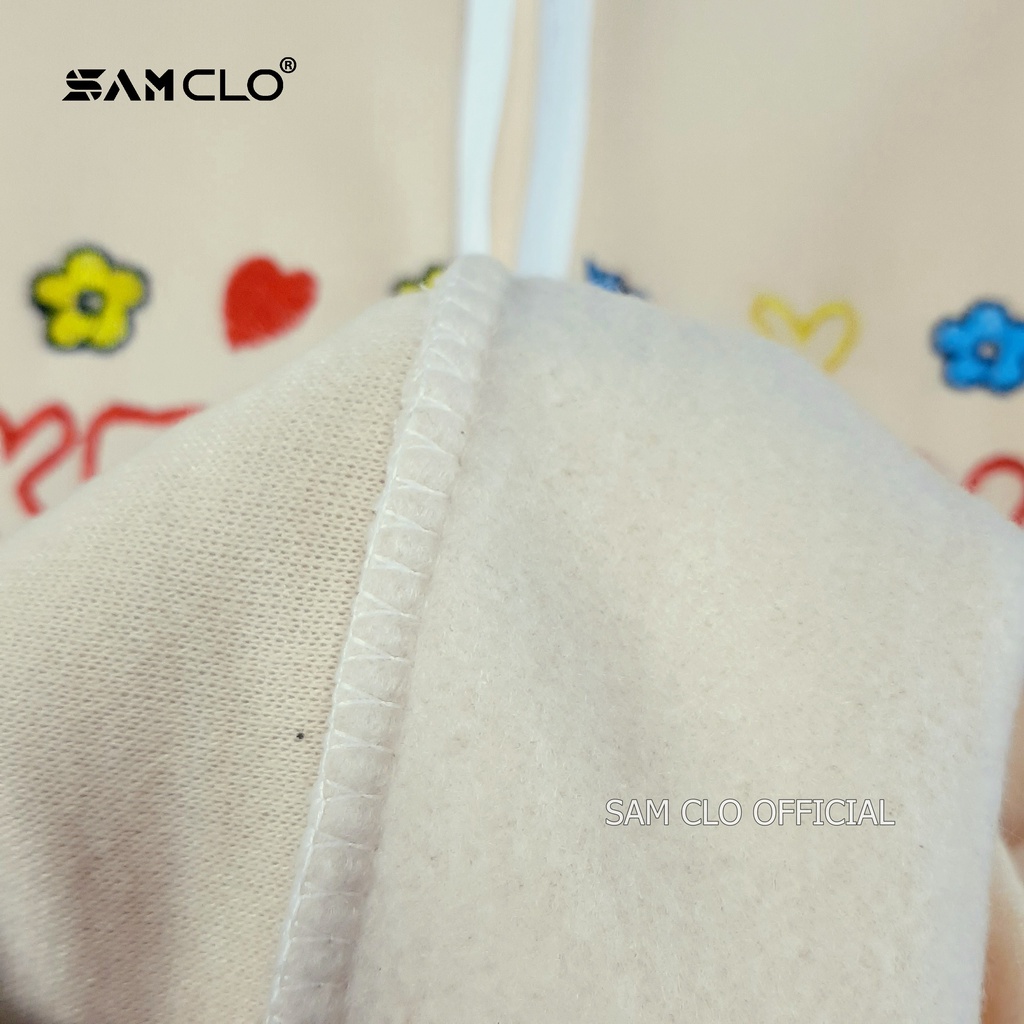 Áo khoác nỉ SAM CLO nam nữ hoodie chui có mũ tay dài thu đông freesize dáng unisex thêu họa tiết HOA CÚC KEEPMAIVE