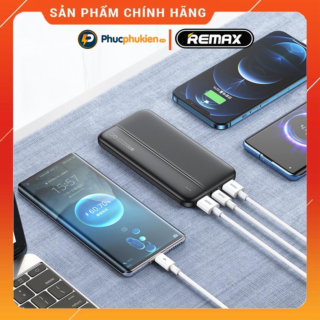 Sạc dự phòng 10000mah chính hãng Remax RPP 212 sạc nhanh iPhone 18w 20w và 22.5w - Phúc Phụ Kiện