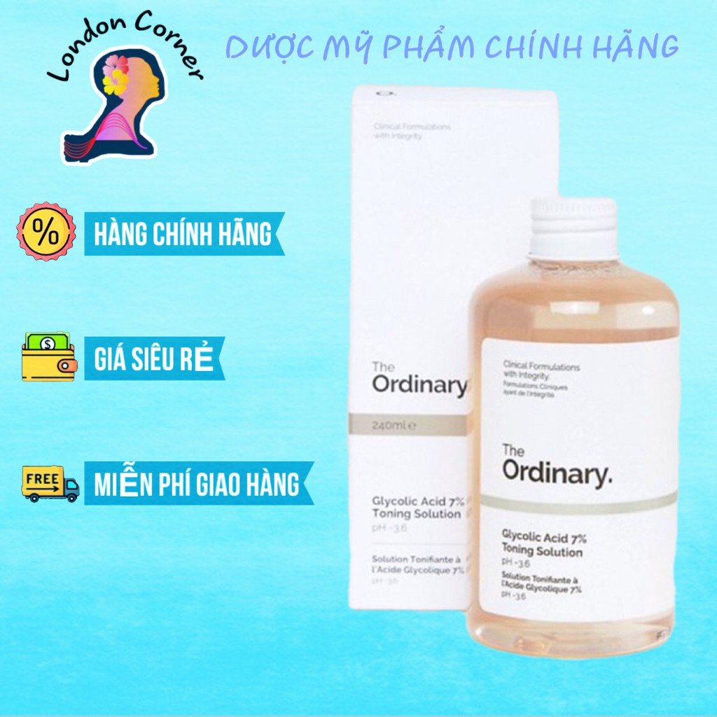 Nước hoa hồng tẩy da chết AHA The Ordinary Glycolic Acid 7% Toning Solution