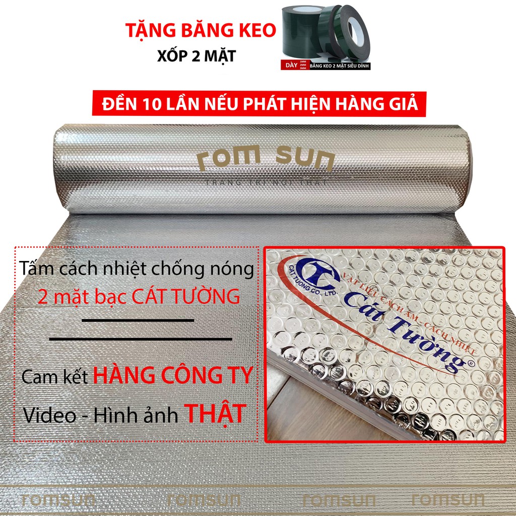 Tấm Cách Nhiệt Chống Nóng Cát Tường Khổ 1.55M, Miếng Cách Nhiệt Bạc Túi Khí Chống Nắng, Cách Âm Tường , Trần Nhà Hiệu Quả