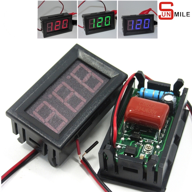 AC 220V 2-wire Voltage Meter Head LED Digital Voltmeter with Reverse Polarity Protection
