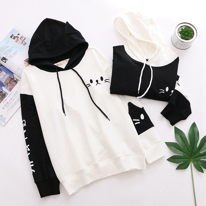 [FREESHIP_50K] Áo hoodie nữ hình mèo đen và trắng dễ thương William - NL168 | BigBuy360 - bigbuy360.vn