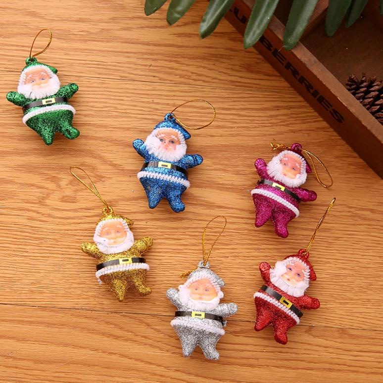 Set 6 Búp Bê Mini Treo Trang Trí Cây Thông Giáng Sinh / Năm Mới Hình Ông Già Noel