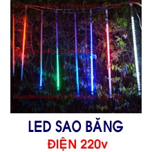 Bộ đèn led sao băng 8 ống 50cm đủ màu điện 220v