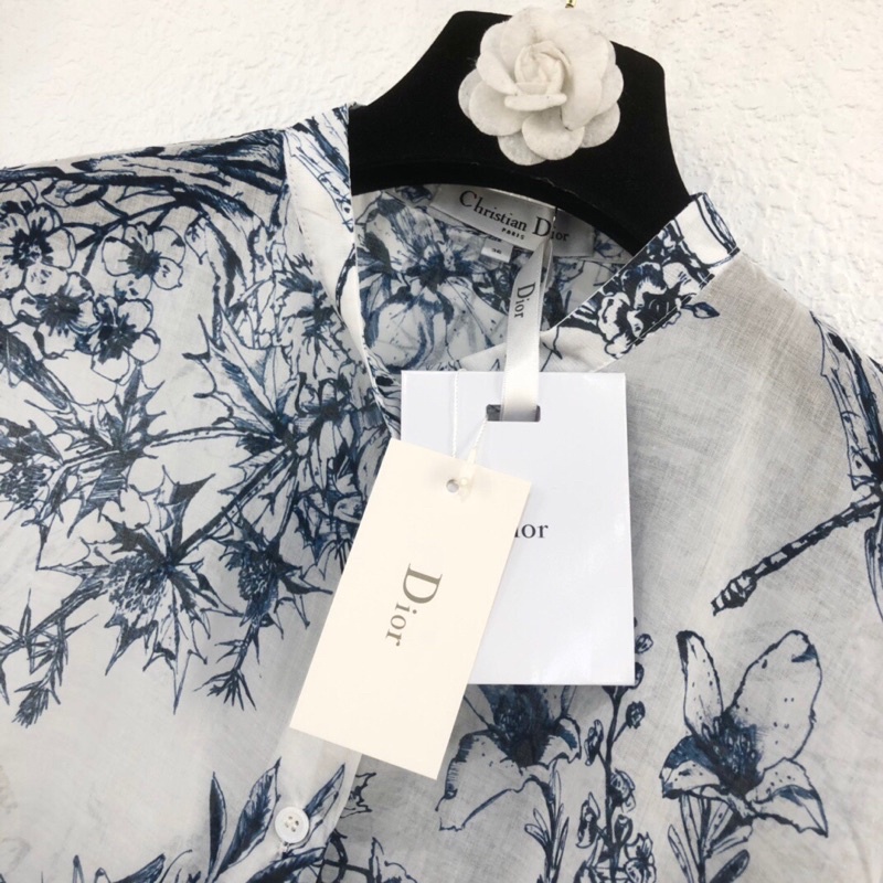 Áo sơ mi nữ dài tay form rộng cao cấp thương hiệu Dior CD mẫu mới cho mùa hè 2022