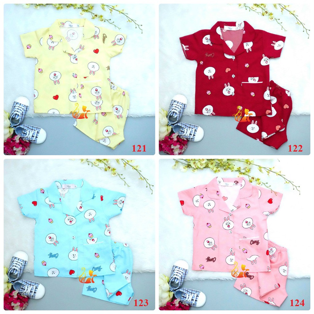 Bộ Đồ Mặc Nhà &quot;Quần Đùi&quot; Pijama Kate Thái - Size số 2 - Cho Bé 8 - 13kg. Từ 1 tuổi - 3 tuổi. (Phần 7).