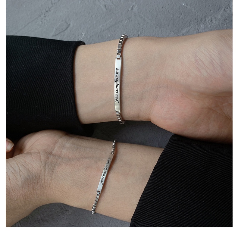 ❤zheting❤Silver plated lovers Bracelet men's and women's bracelet Valentine's Day commemorative gift
