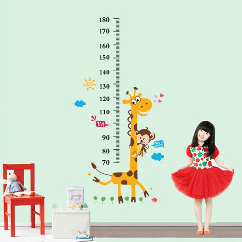 Thước dán tường hình hươu cao cổ theo dõi chiều cao cho bé