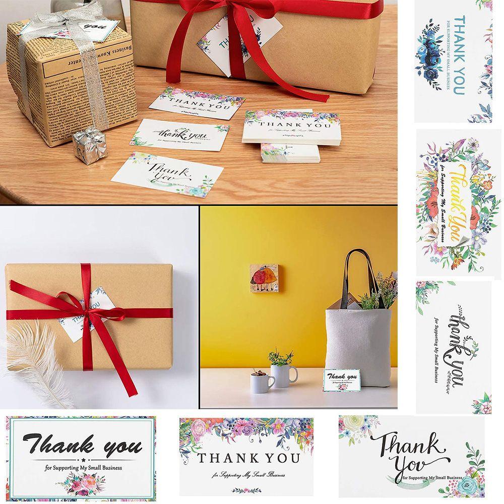 Set 1 50 Tấm Thẻ Ghi Chữ Thank You Màu Nước Hồng