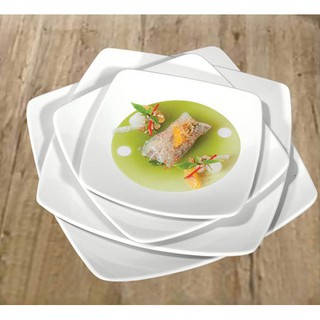 Bộ 04 đĩa vuông ảo sứ xương cao cấp Minh Châu