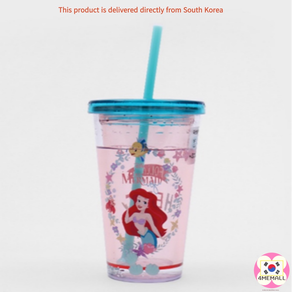 DAISO Bình nước có ống hút dung tích 330ml họa tiết công chúa Disney xinh xắn