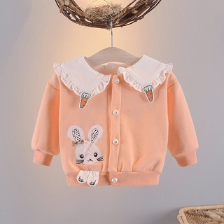 Áo khoác bé gái thêu thỏ dễ thương size 9-16kg AK23