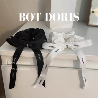 Scrunchies cột tóc lụa đính nơ ruy băng sang chảnh cho nữ, phụ kiện tóc BOT DORIS