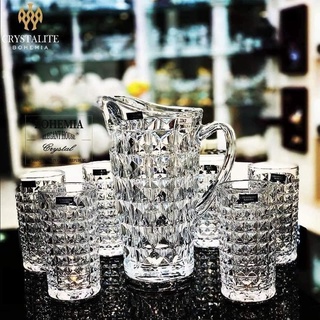 Bộ Bình Nước Bohemia Diamond Gồm Bình 1250ml Và Set 6 Cốc 260ml