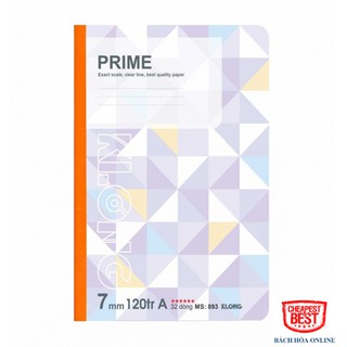 [FREESHIP EXTRA] Vở May Dán Gáy Kẻ Ngang Prime Klong B5 - 120 Trang; MS: 893 Giấy Màu Kem, Định Lượng 70