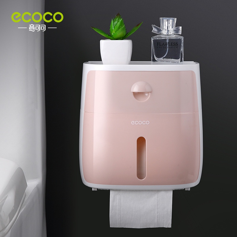 Hộp đựng giấy vệ sinh nhà tắm dán tường thông minh Ecoco E1804