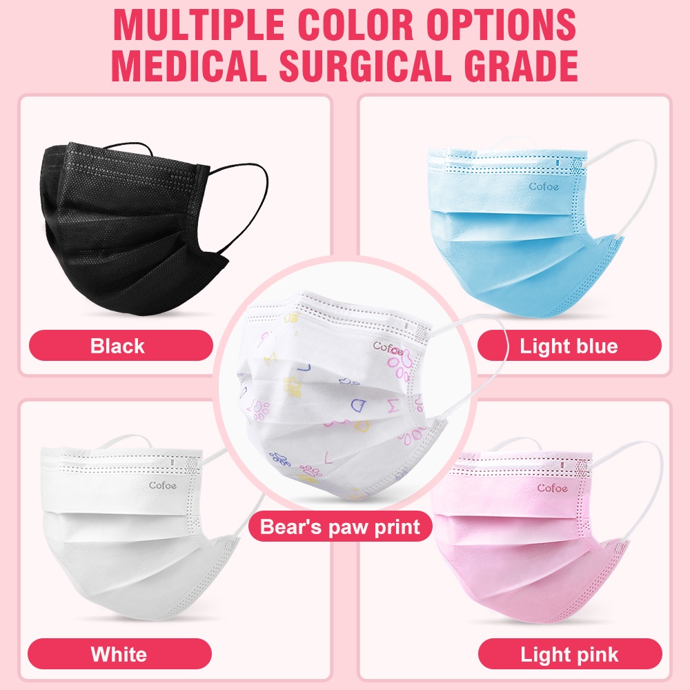 Khẩu trang COFOE 3 lớp dùng một lần Bpe&gt; 95% dây đeo đầu cho người lớn