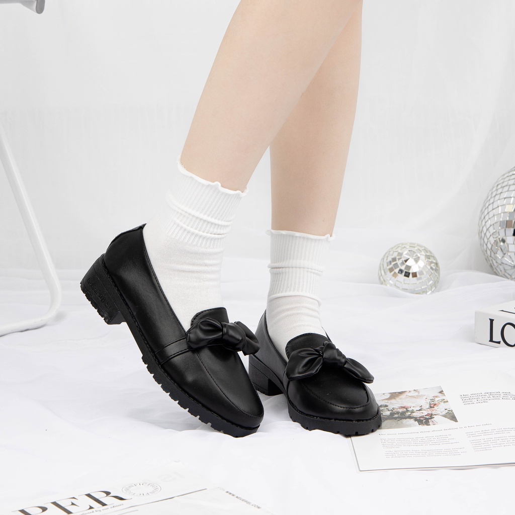 Giày MWC H001 - Giày Oxford Đế 3CM, Oxford Da Đính Nơ Phong Cách Ulzzang Hàn Quốc