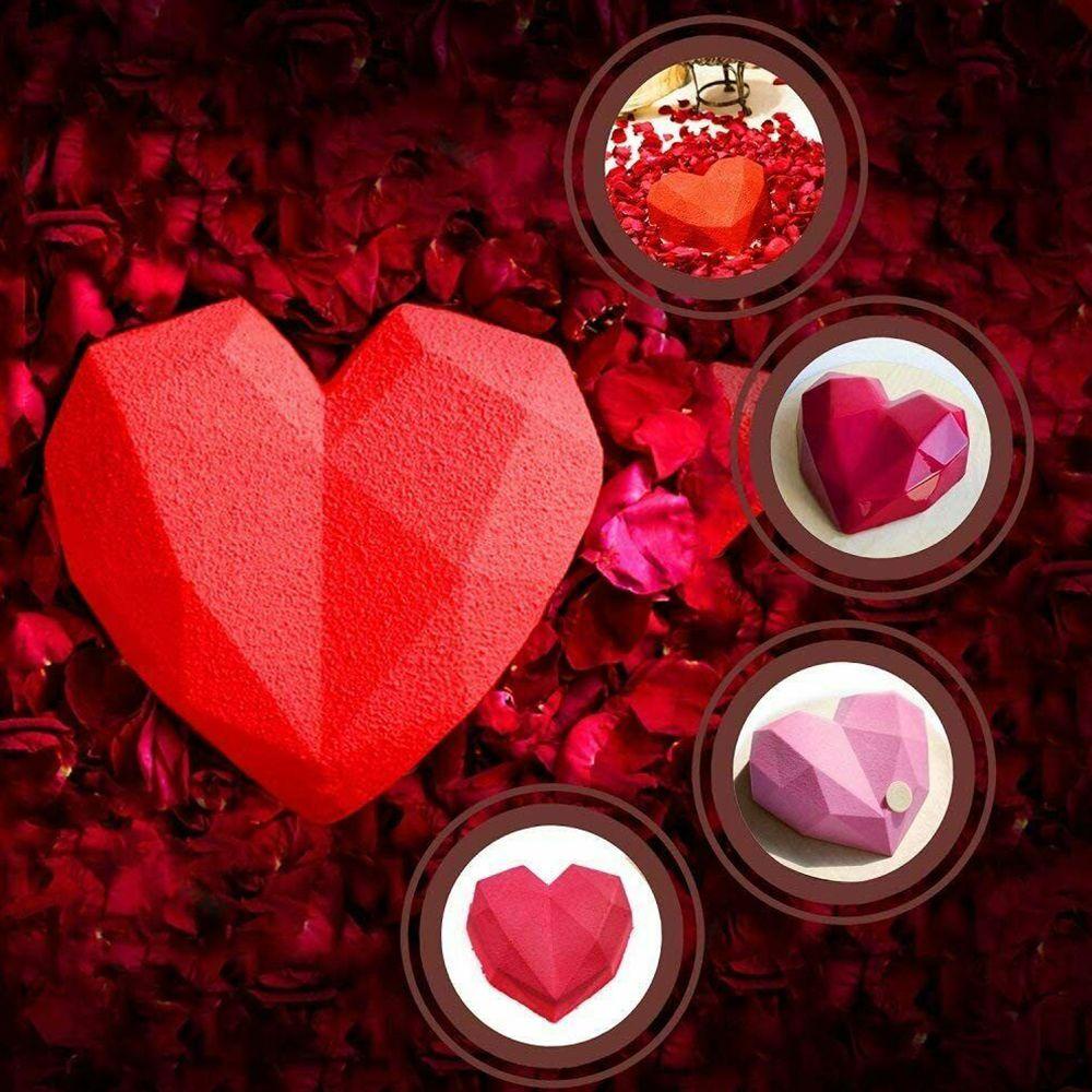 Khuôn Silicone Làm Bánh / Xà Phòng / Pudding Hình Trái Tim 3D DIY