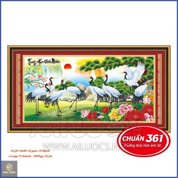 FreeShip FREESHIP 99K TOÀN QUỐC_Tranh thêu chữ thập Hạc Tùng Hạc Diên Niên Ailuo 3D AL53298 - Chưa thêu